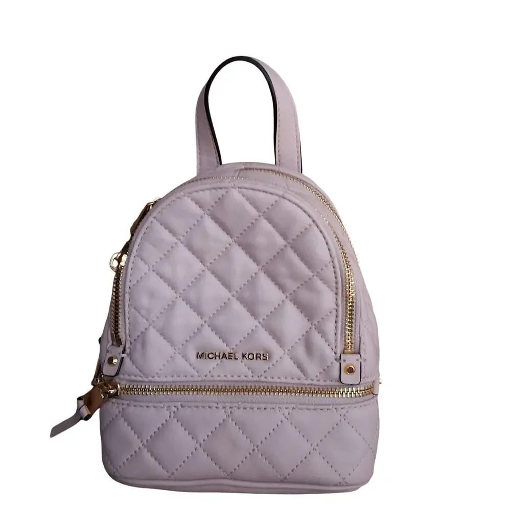 MICHAEL KORS RHEA ZIP XS MESSENSGER BACKPACK QUILT IN BLOSSOM PINK DETACH‎ STRAP